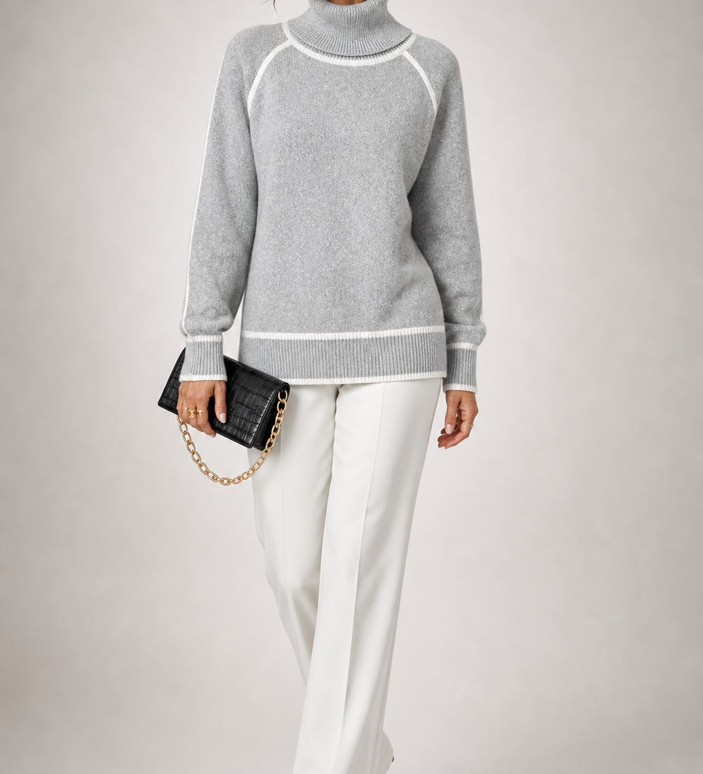 Aurora — sweater cinza-claro de gola alta, imagem principal