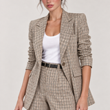 CARLOTA — conjunto xadrez bege de blazer e calças, vista detalhe