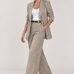 CARLOTA — conjunto xadrez bege de blazer e calças, vista principal