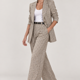 CARLOTA — conjunto xadrez bege de blazer e calças, vista principal