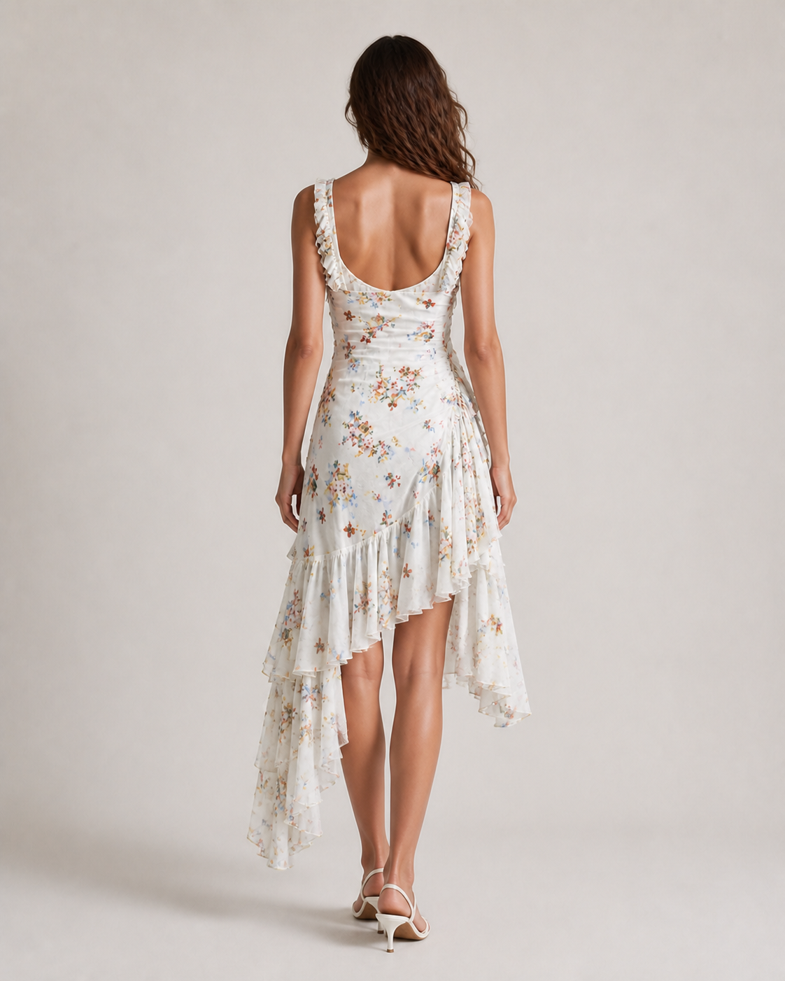 CLAIRE vestido boho floral — modelo de costas