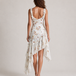 CLAIRE vestido boho floral — modelo de costas