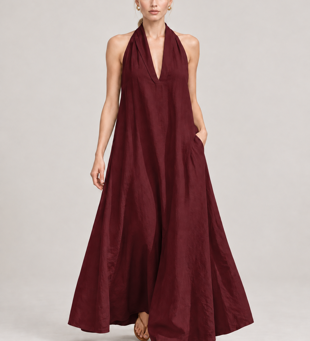 CLARA — bordeaux, com modelo em estúdio