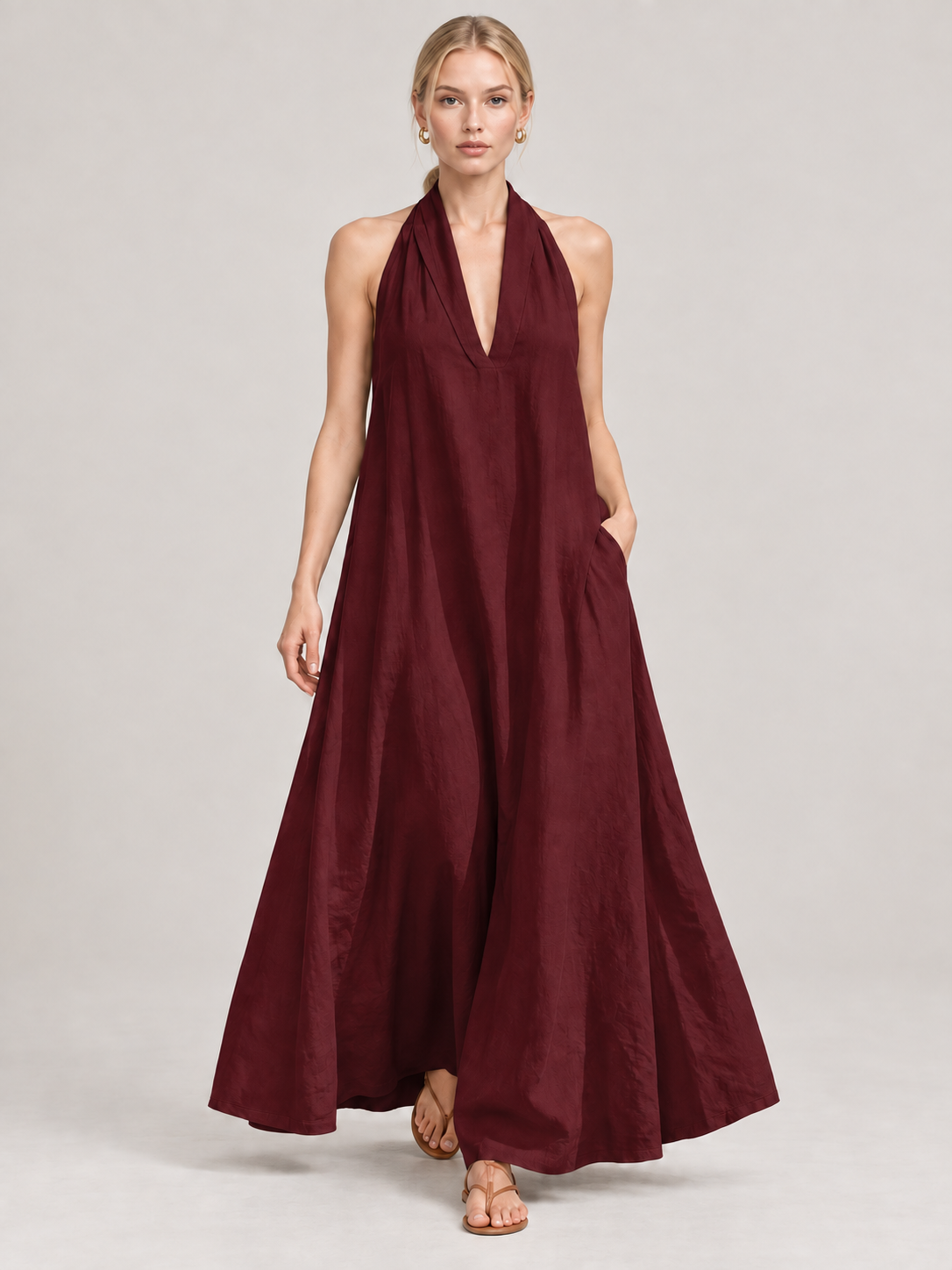 CLARA — bordeaux, com modelo em estúdio