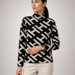 Camisola Daisy preta e marfim — detalhe aproximado