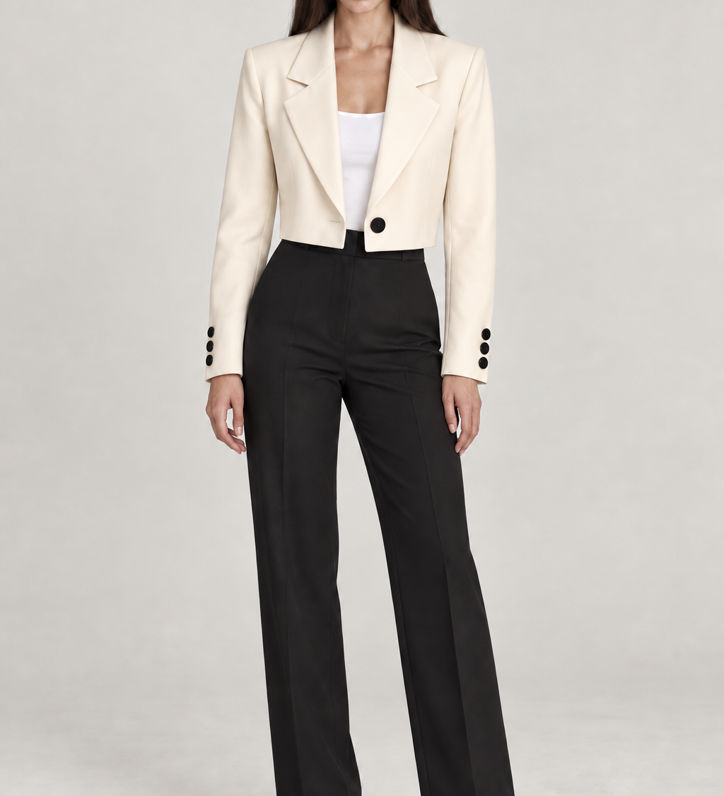 DIORA — blazer curto Bege, vista principal com modelo