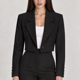 DIORA — blazer curto Preto, vista detalhe com modelo