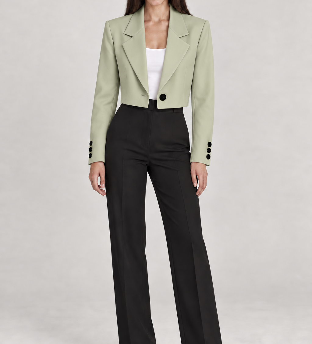 DIORA — blazer curto Verde, vista principal com modelo