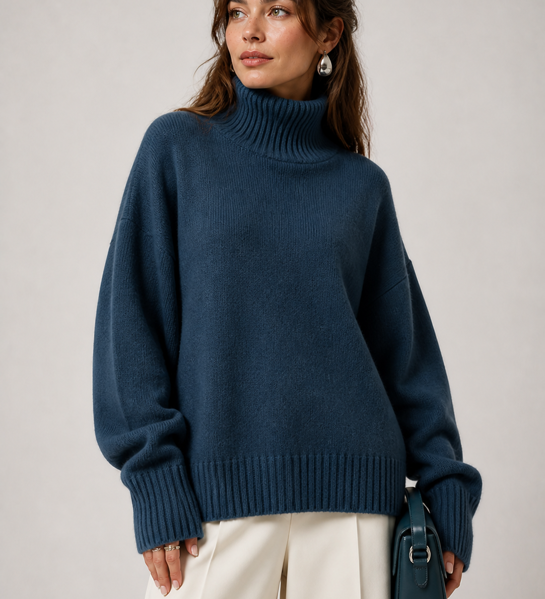 Sweater Elise azul-marinho — detalhe aproximado