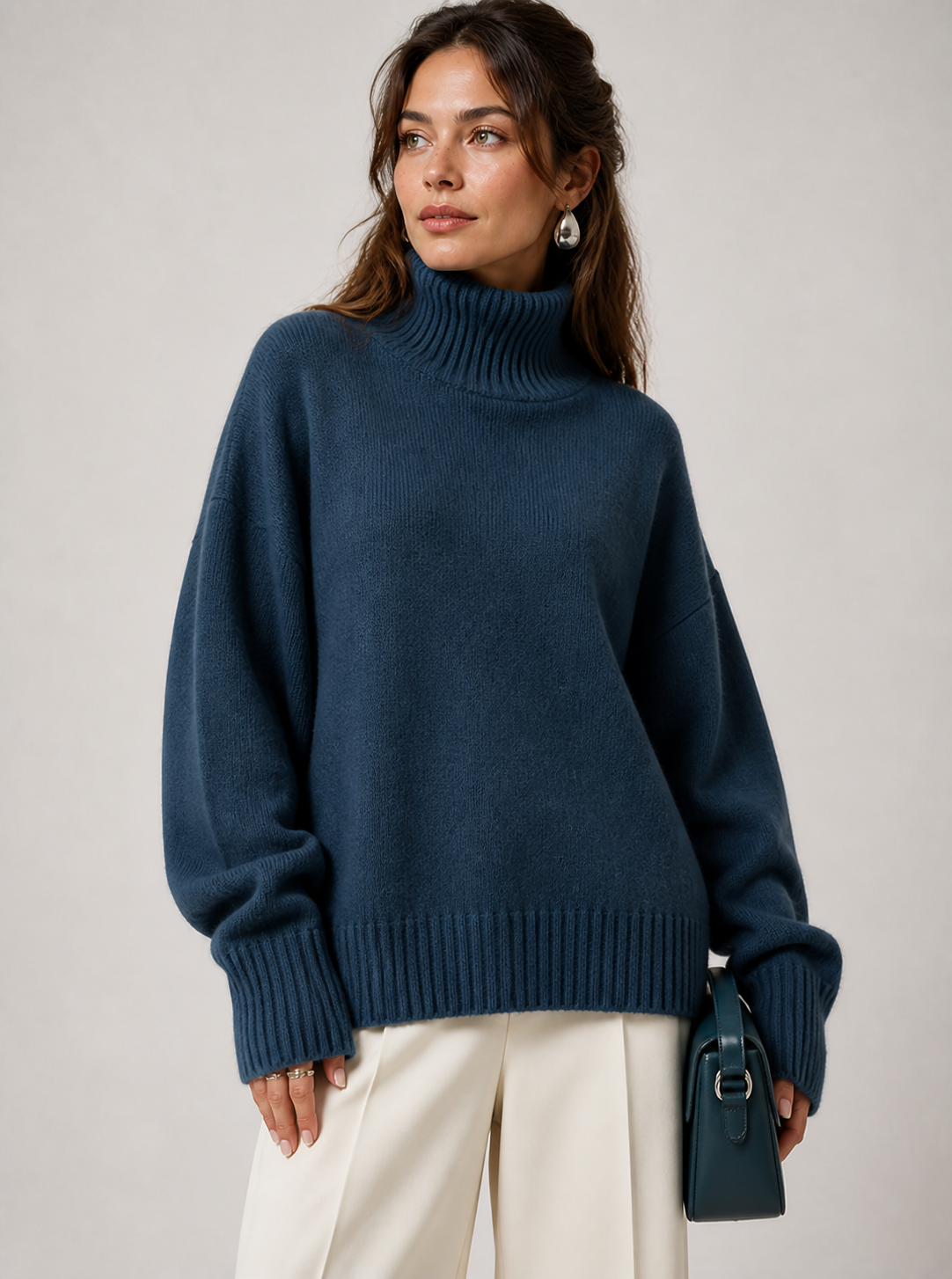 Sweater Elise azul-marinho — detalhe aproximado