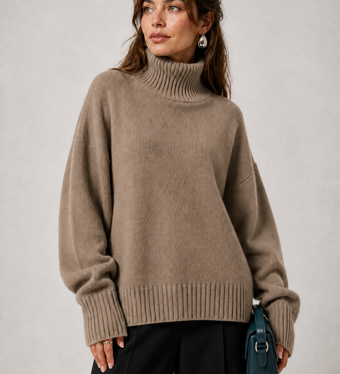 Sweater Elise camel — detalhe aproximado