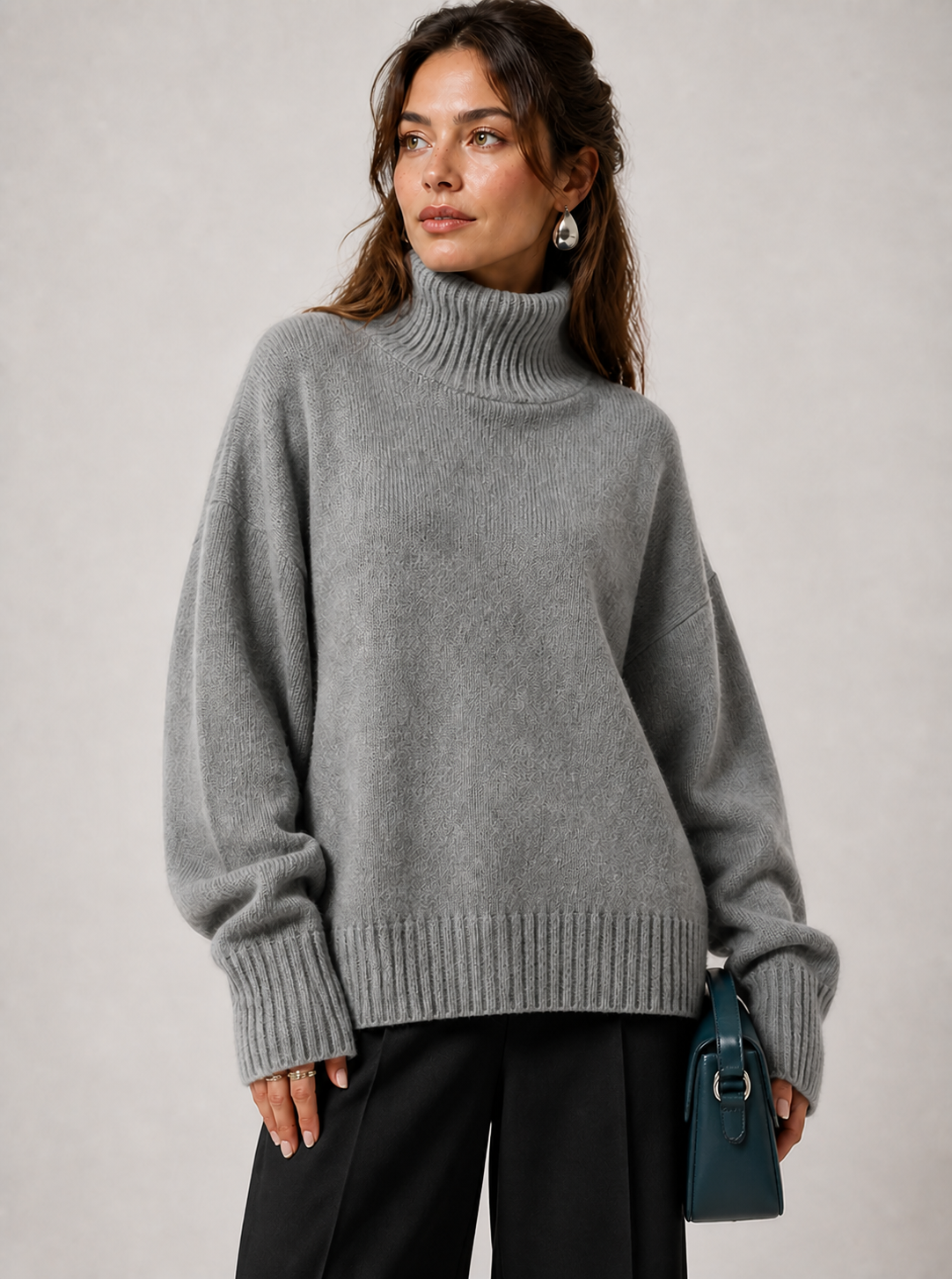 Sweater Elise cinza — detalhe aproximado