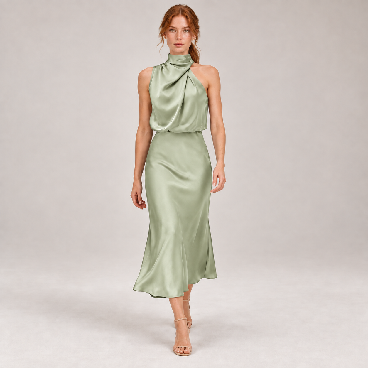 FLAVIA com modelo — Verde claro — corpo inteiro