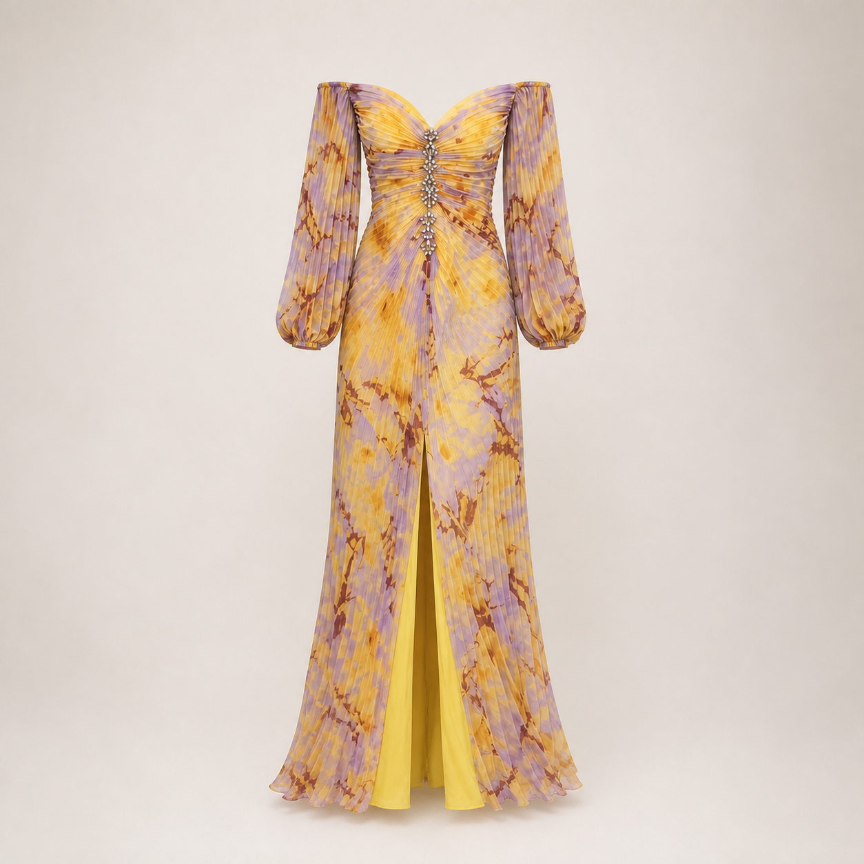 GREGORIA vestido longo amarelo floral — produto frente