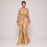 GREGORIA vestido longo amarelo floral — imagem principal
