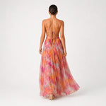 MARGARITA vestido maxi floral laranja — vista traseira