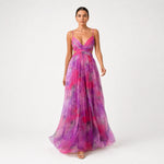 MARGARITA vestido maxi floral rosa — vista frontal
