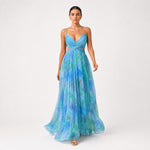 MARGARITA vestido maxi floral azul — vista frontal