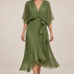 MONICA vestido de chiffon com modelo — 01-verde-principal