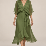 MONICA vestido de chiffon com modelo — 01-verde-principal