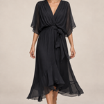 MONICA vestido de chiffon com modelo — 03-preto