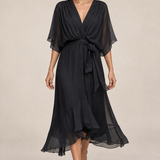 MONICA vestido de chiffon com modelo — 03-preto