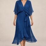 MONICA vestido de chiffon com modelo — 04-azul