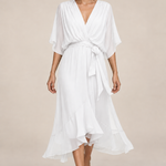 MONICA vestido de chiffon com modelo — 07-branco