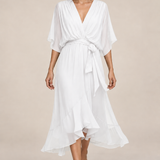 MONICA vestido de chiffon com modelo — 07-branco