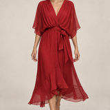 MONICA vestido de chiffon com modelo — 08-vermelho