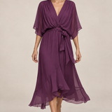 MONICA vestido de chiffon com modelo — 10-roxo