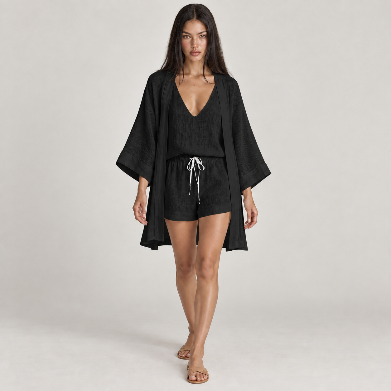 NADIA — conjunto Preto com modelo, corpo inteiro