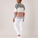 PASCA sweater rosa — vista traseira na modelo