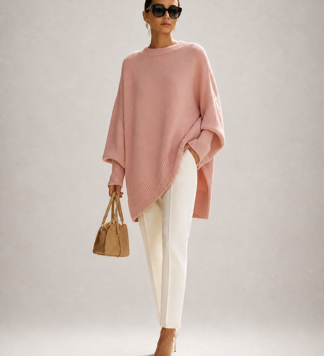 ROSA malha oversized rosa — imagem principal de corpo inteiro