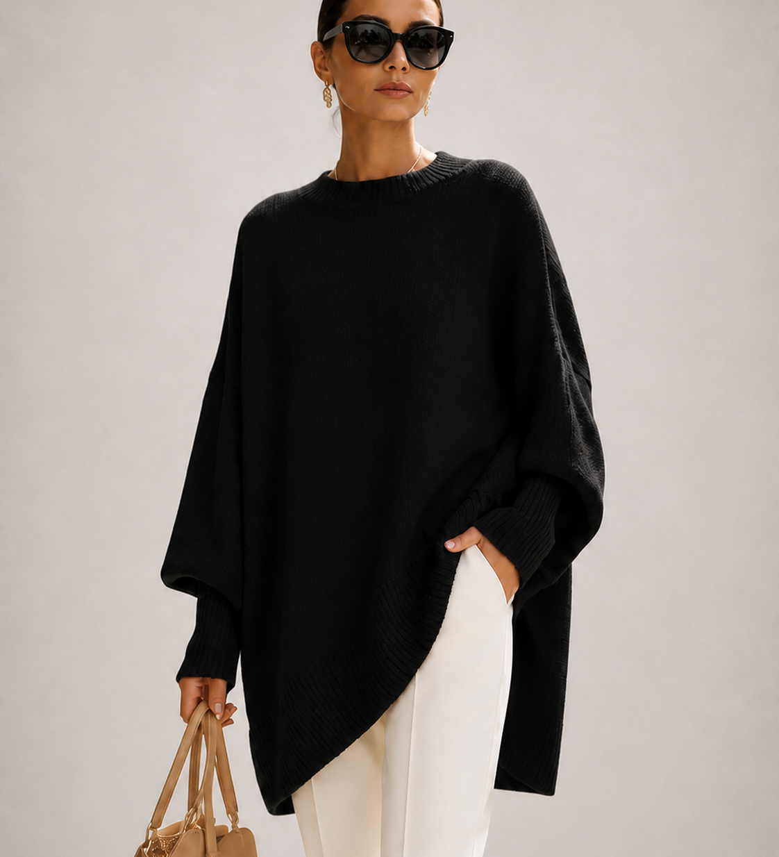 ROSA malha oversized preta — imagem aproximada