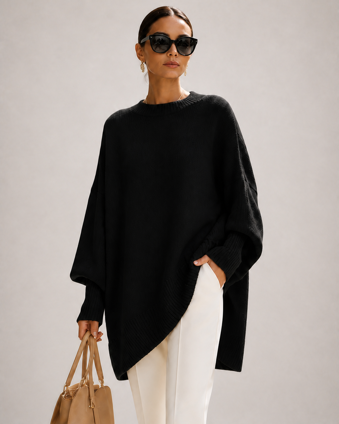 ROSA malha oversized preta — imagem aproximada