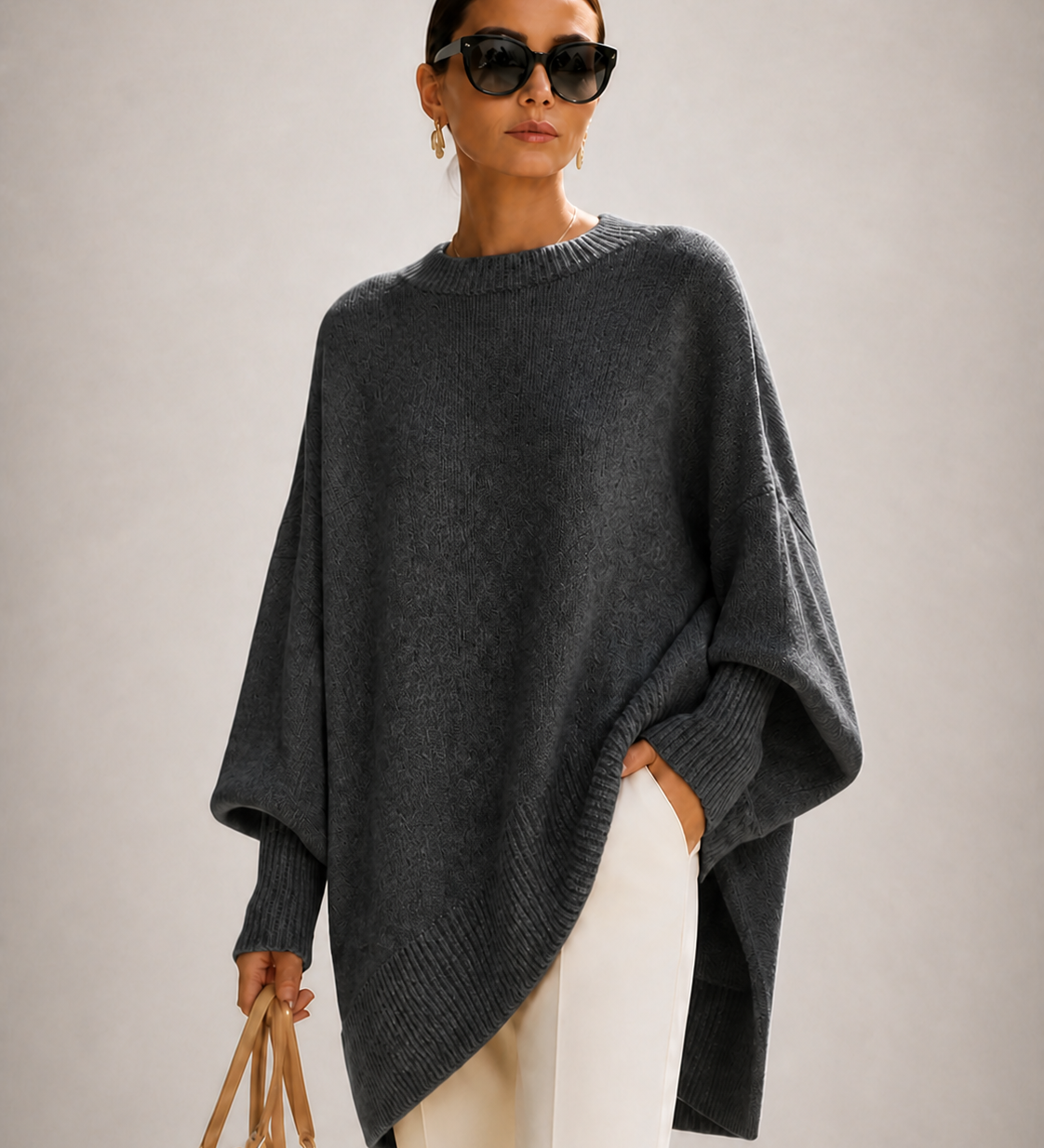 ROSA malha oversized cinza-escuro — imagem aproximada