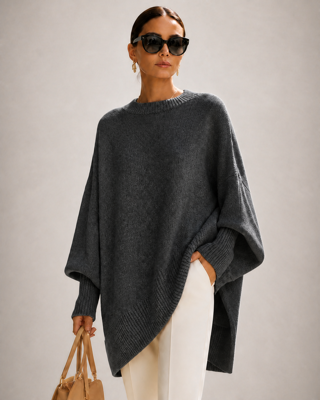 ROSA malha oversized cinza-escuro — imagem aproximada
