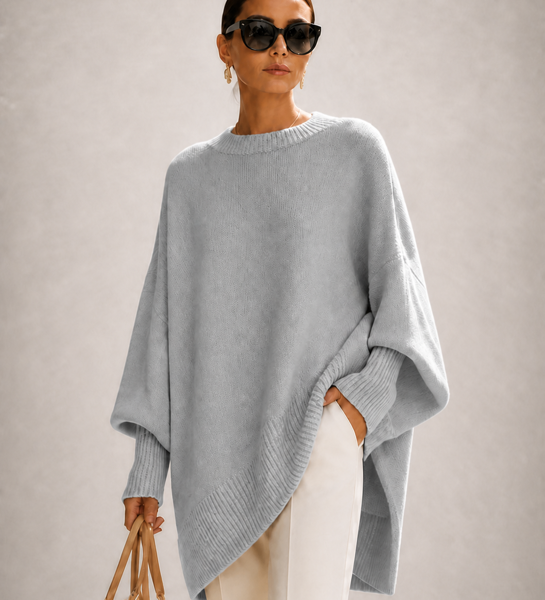 ROSA malha oversized cinza — imagem aproximada