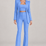 SELINA azul — conjunto de três peças, corpo inteiro com modelo