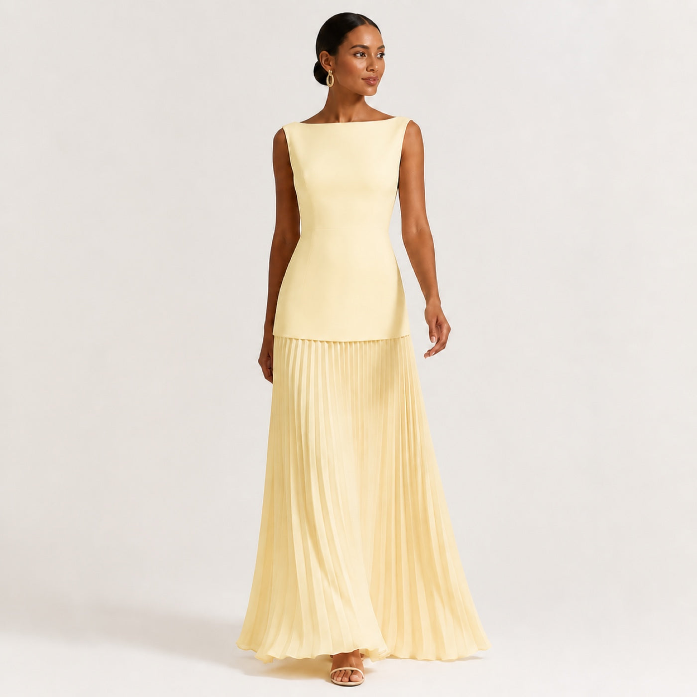 SERENA conjunto plissado amarelo-claro — vista frontal