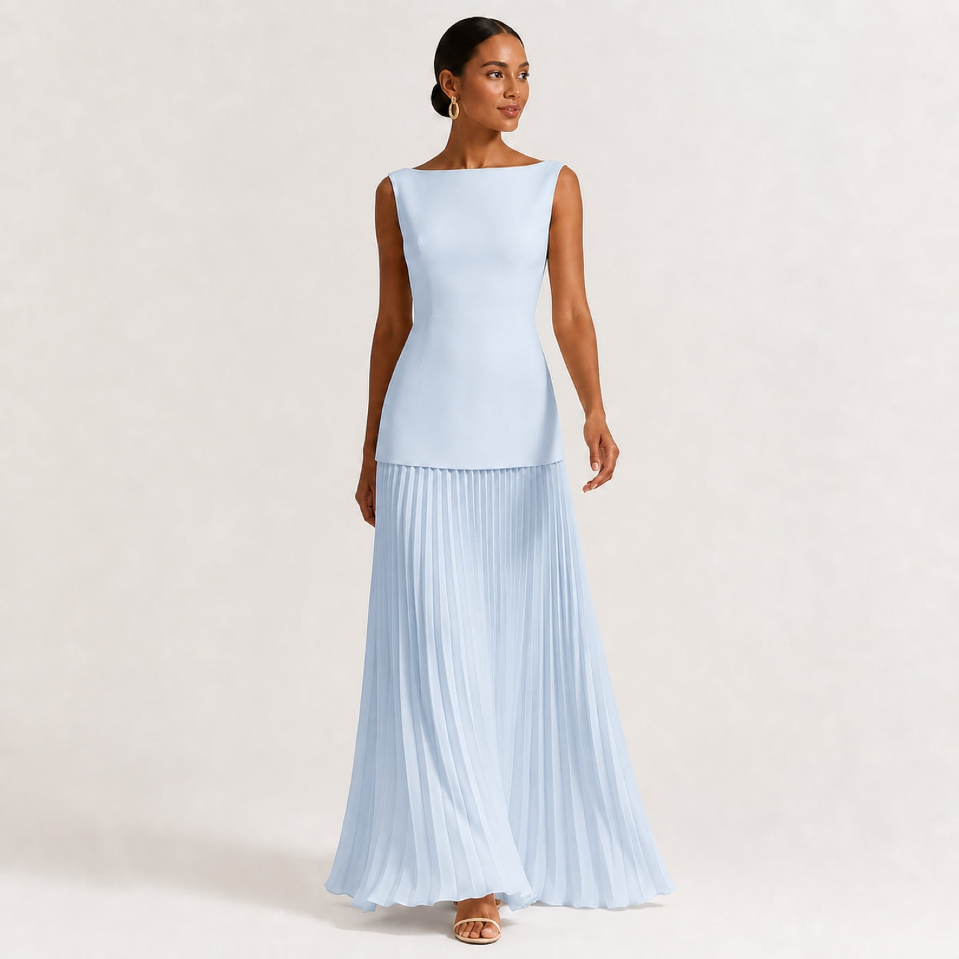 SERENA conjunto plissado azul-claro — vista frontal