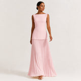 SERENA conjunto plissado rosa — vista frontal