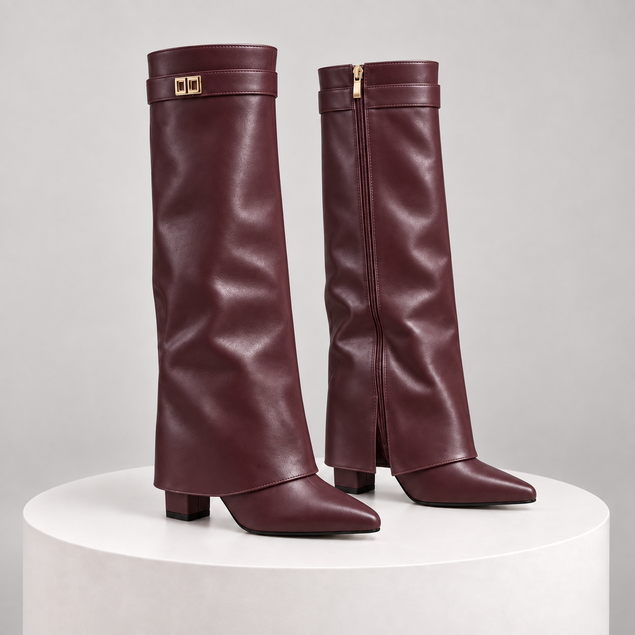 SUEDE — Bordeaux, acabamento liso, vista exterior e interior com fecho