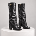 SUEDE — Preto brilhante, acabamento liso, vista exterior e interior com fecho