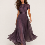 Vestido longo roxo com renda — imagem principal de corpo inteiro