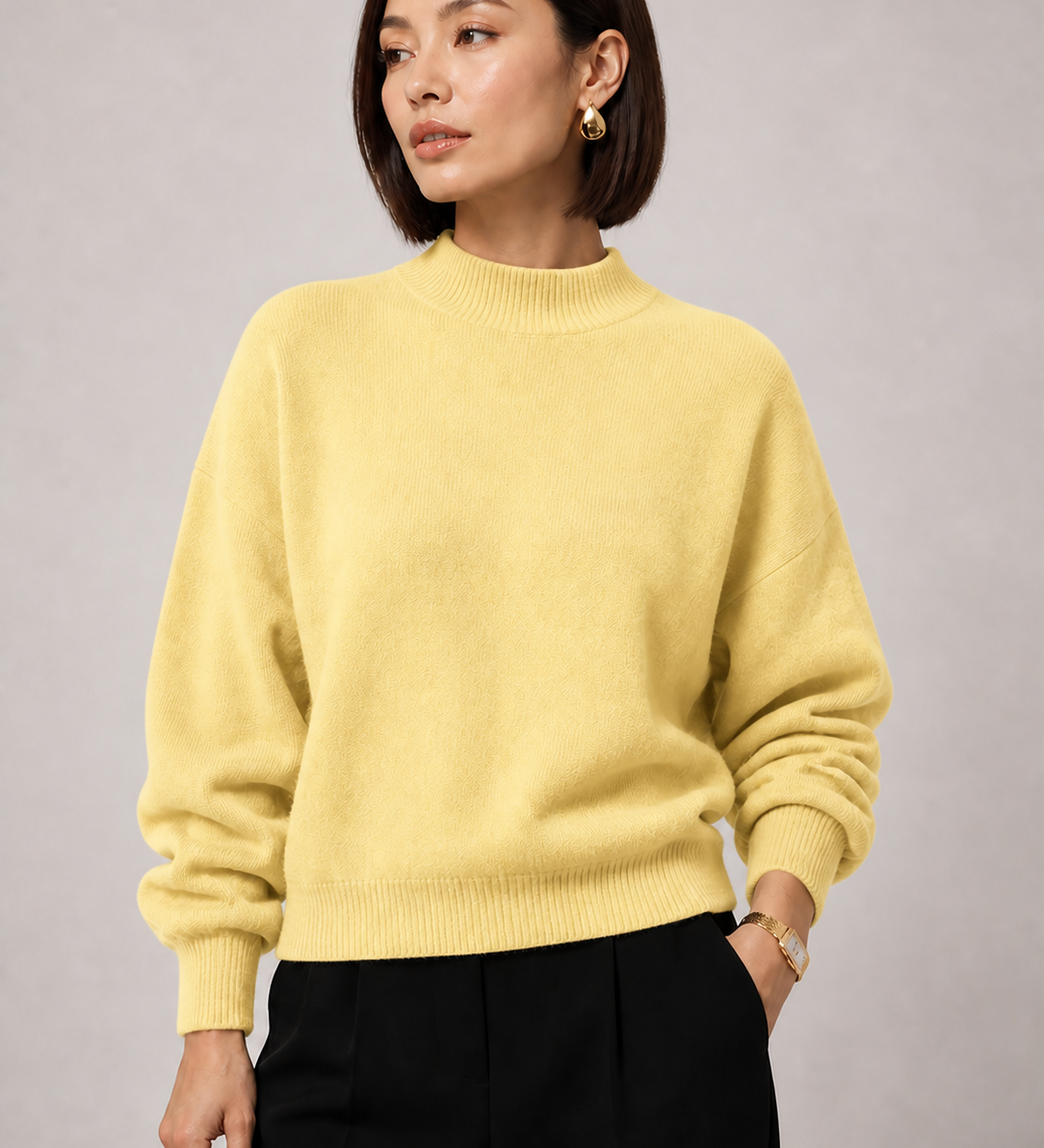 Sweater Yvonne amarelo — detalhe aproximado