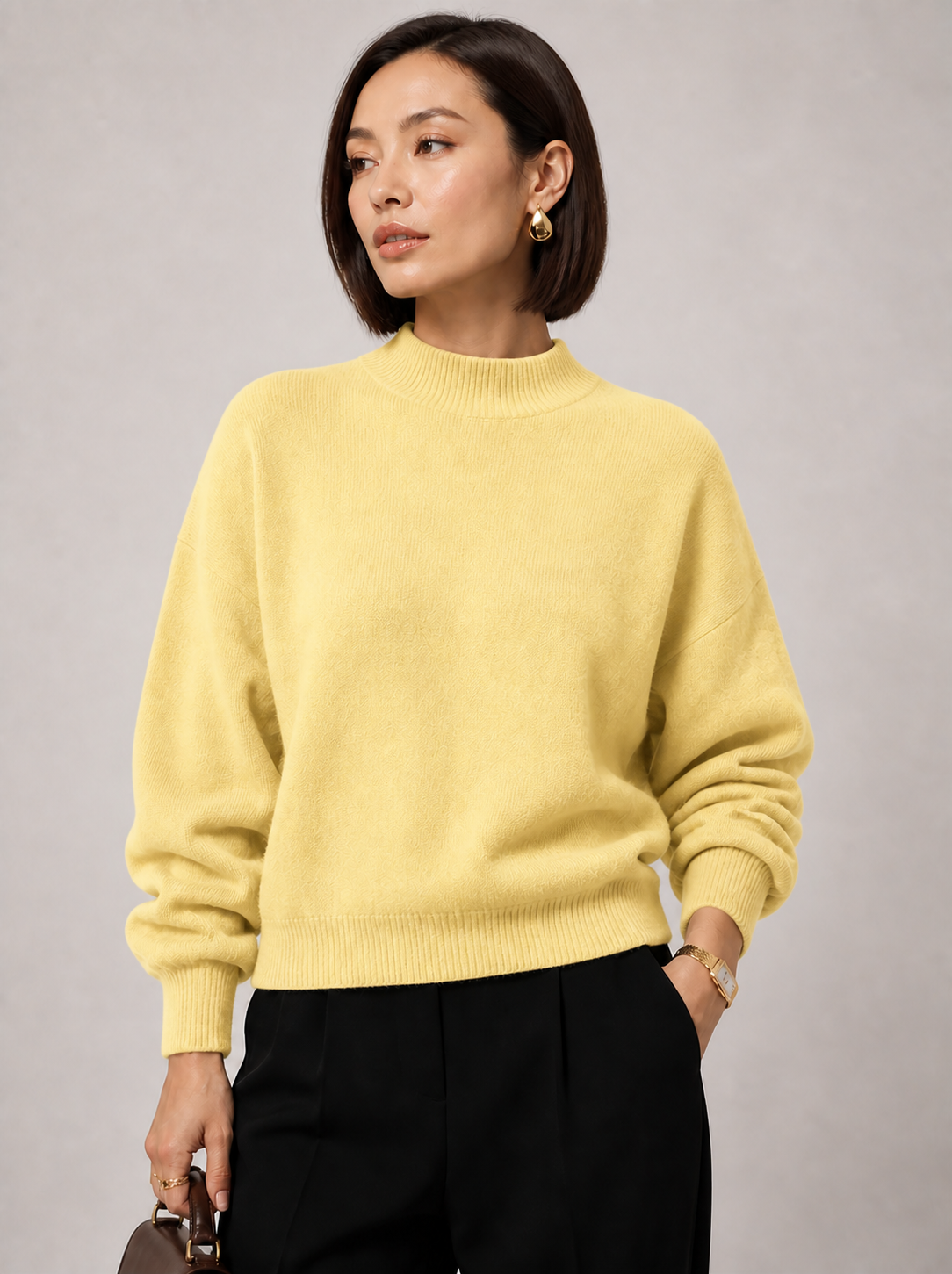Sweater Yvonne amarelo — detalhe aproximado
