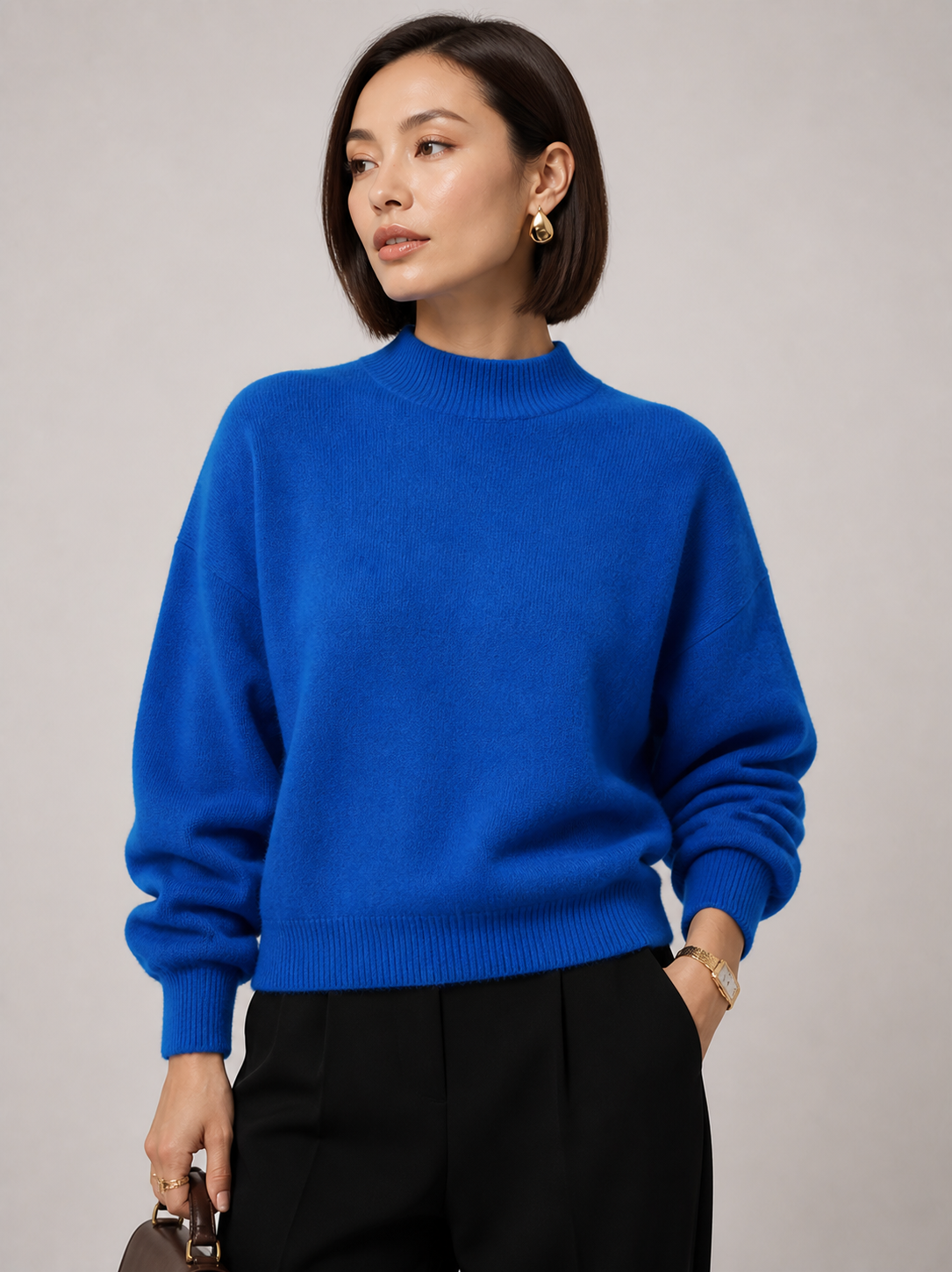 Sweater Yvonne azul — detalhe aproximado