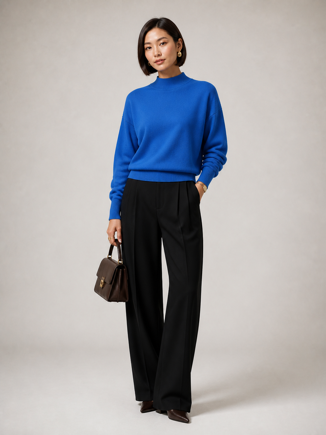 Sweater Yvonne azul — imagem principal em modelo